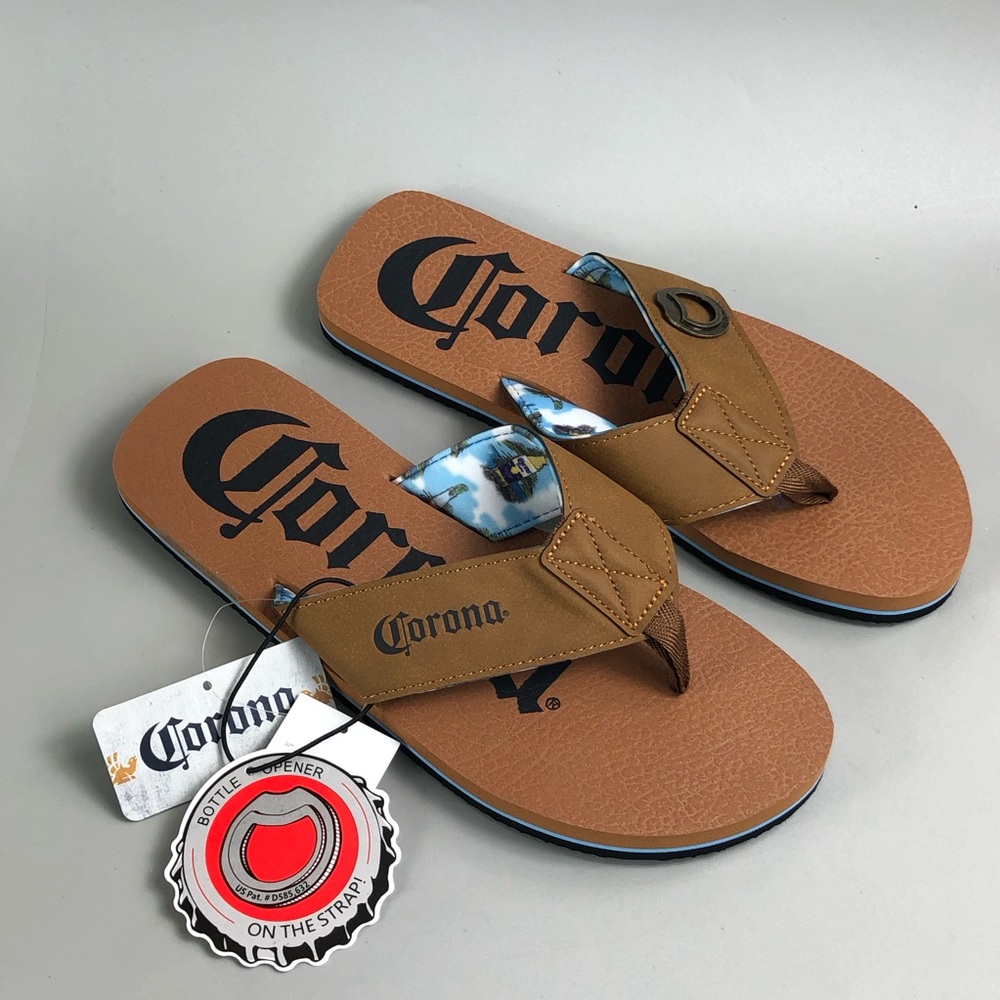 Corona Brown Logo Flip Flop Sandals - Picture 3 of 8